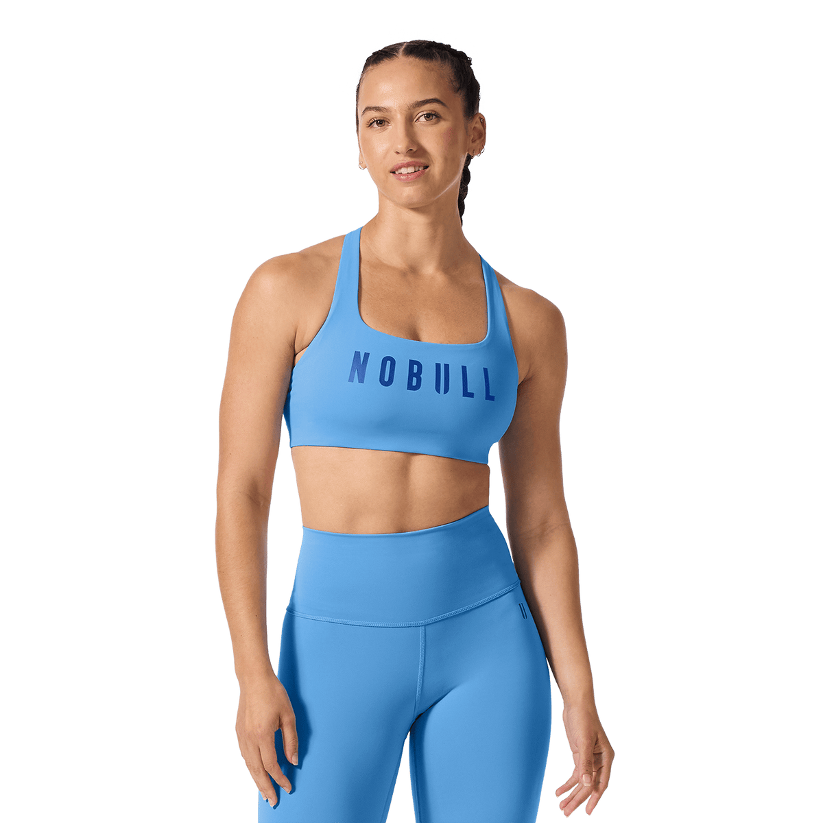 NOBULL Light Blue Drive Racerback Bra Front Angle.