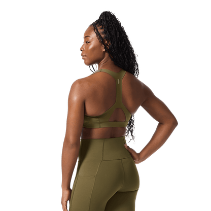 NOBULL Tactical Green Drive Racerback Bra Back Angle.