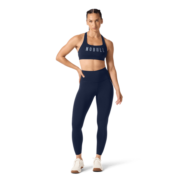 NOBULL Night Navy Drive Racerback Bra Front Full Body Angle.