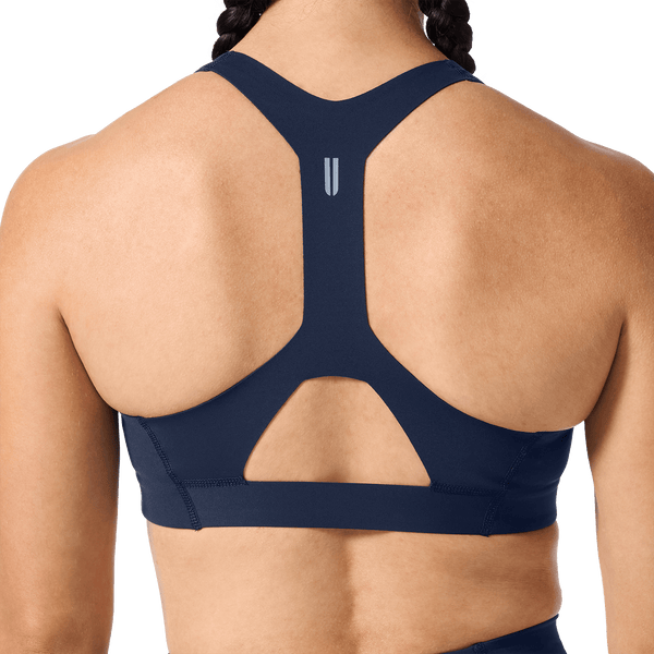 NOBULL Night Navy Drive Racerback Bra Back Detail Angle.