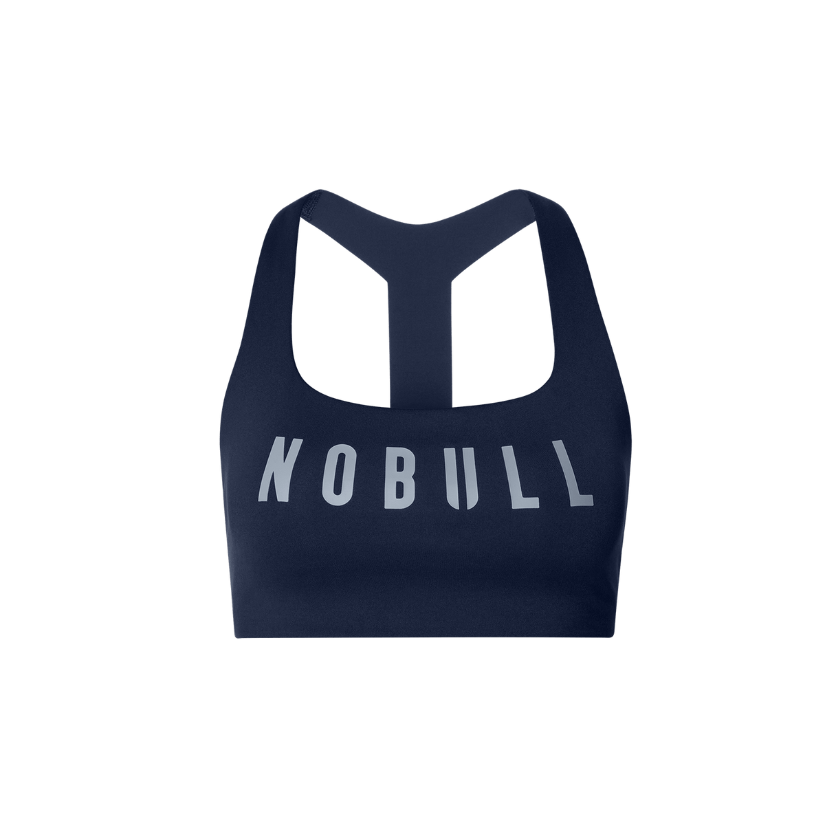 NOBULL Night Navy Drive Racerback Bra Front Silhouette Angle.