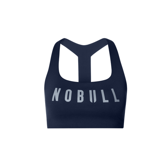 NOBULL Night Navy Drive Racerback Bra Front Silhouette Angle.