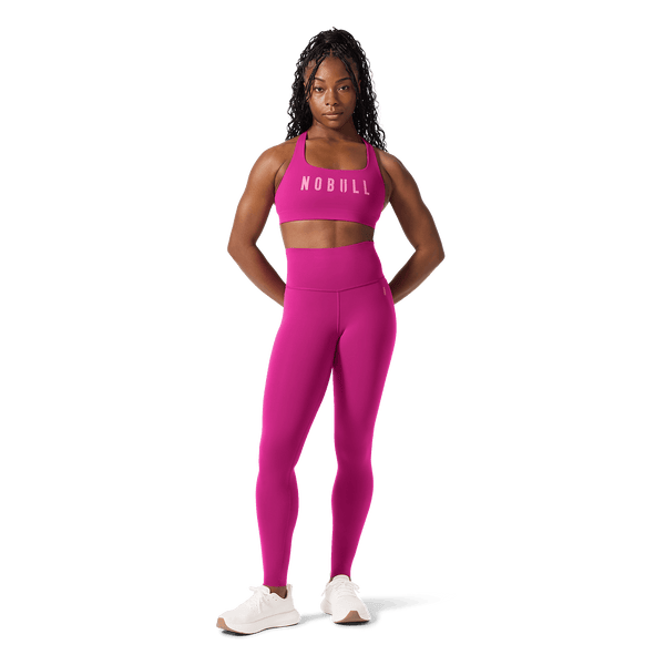 NOBULL Vivid Fuchsia Drive Racerback Bra Front Full Body Angle.