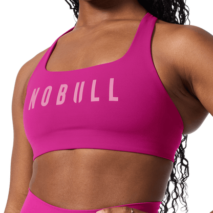 NOBULL Vivid Fuchsia Drive Racerback Bra Front Detail Angle.