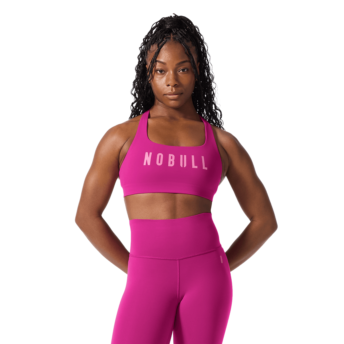 NOBULL Vivid Fuchsia Drive Racerback Bra Front Angle.