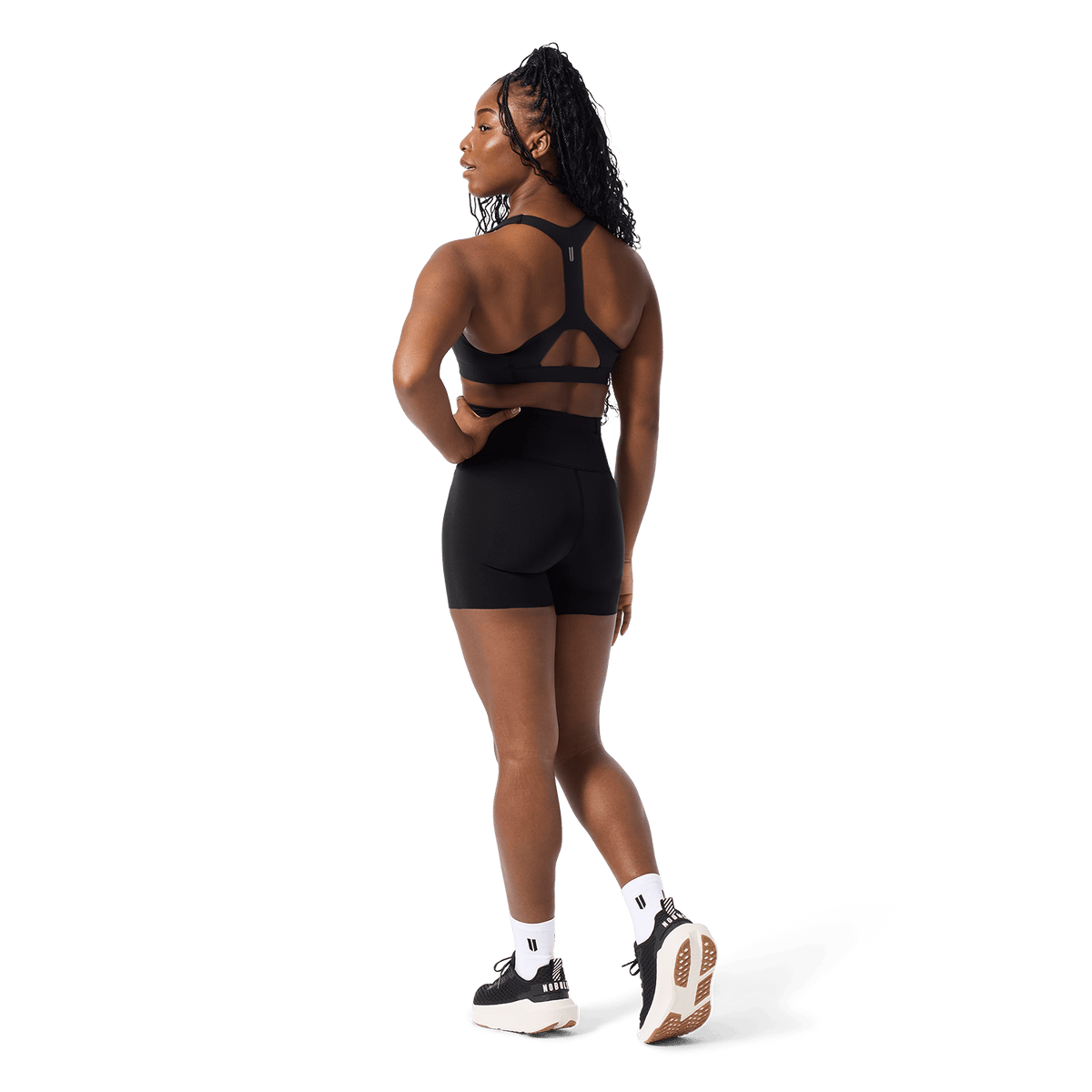 NOBULL Black Drive Racerback Bra Back Full Body Angle.