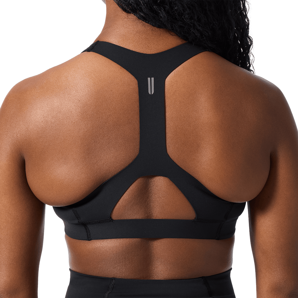 NOBULL Black Drive Racerback Bra Back Detail Angle.