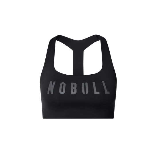 NOBULL Black Drive Racerback Bra Front Silhouette Angle.