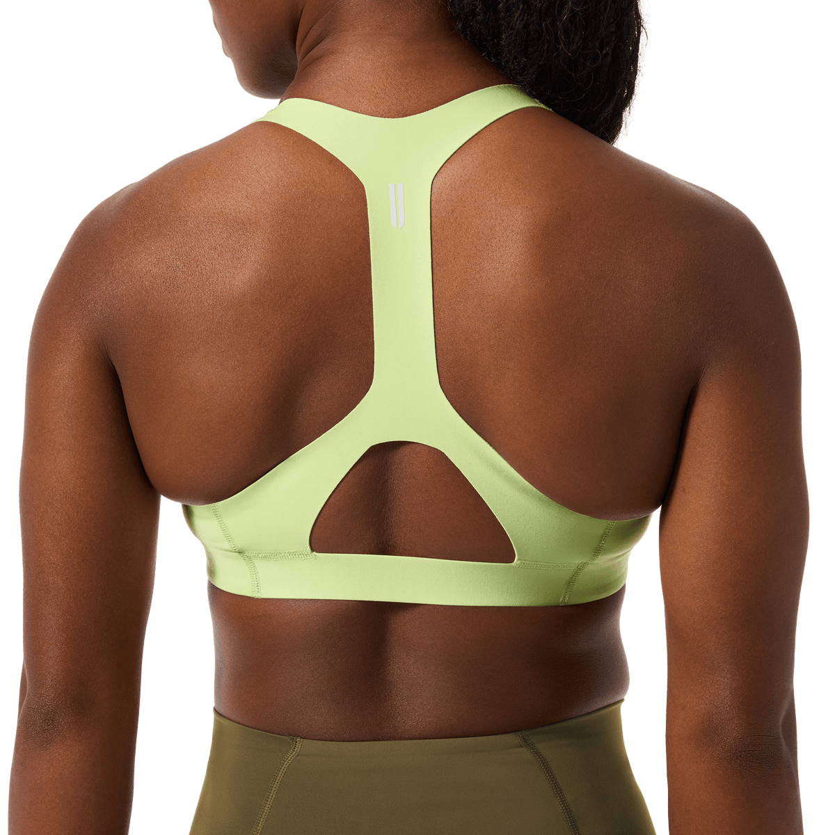 Women's Pear NOBULL Drive Racerback Bra Back Detail Angle.