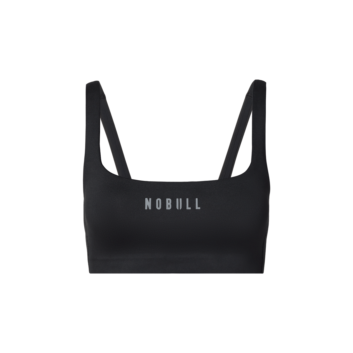 Black NOBULL Matte Square Neck Bra Front Silhouette Angle.