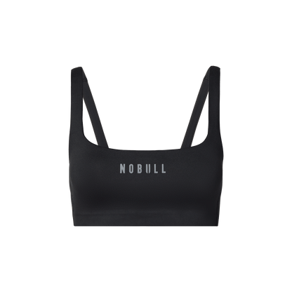 Black NOBULL Matte Square Neck Bra Front Silhouette Angle.