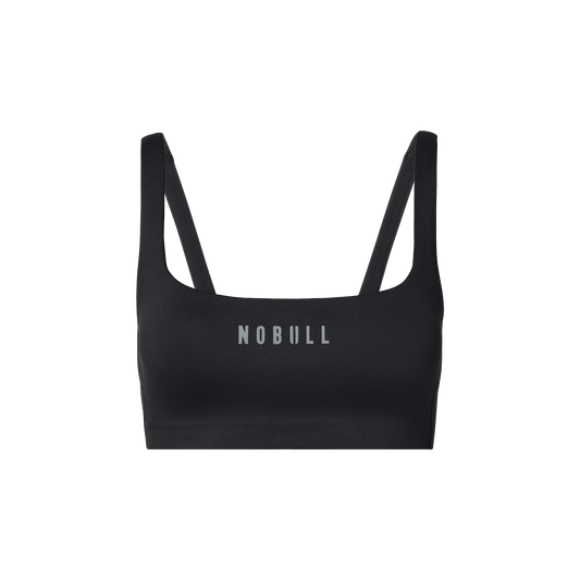 Black NOBULL Matte Square Neck Bra Front Silhouette Angle.