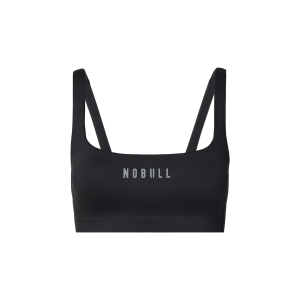Black NOBULL Matte Square Neck Bra Front Silhouette Angle.