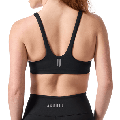 Black NOBULL Matte Square Neck Bra Back Detail Angle.