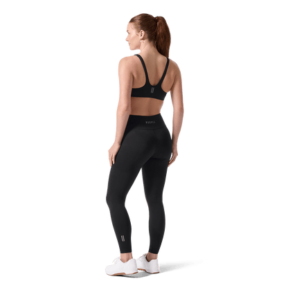 Black NOBULL Matte Square Neck Bra Back Full Body Angle.