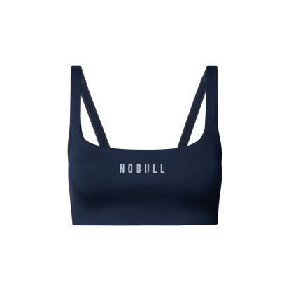 NOBULL Night Navy Matte Square Neck Bra Front Silhouette Angle.