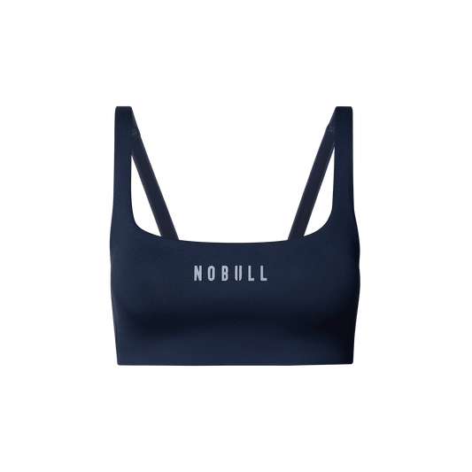 NOBULL Night Navy Matte Square Neck Bra Front Silhouette Angle.