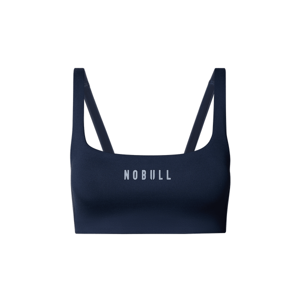 NOBULL Night Navy Matte Square Neck Bra Front Silhouette Angle.