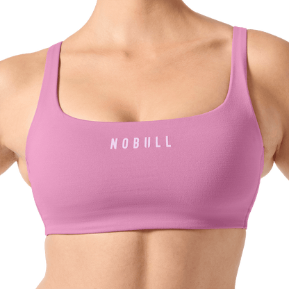 NOBULL Soft Pink Matte Square Neck Bra Front Detail Angle.