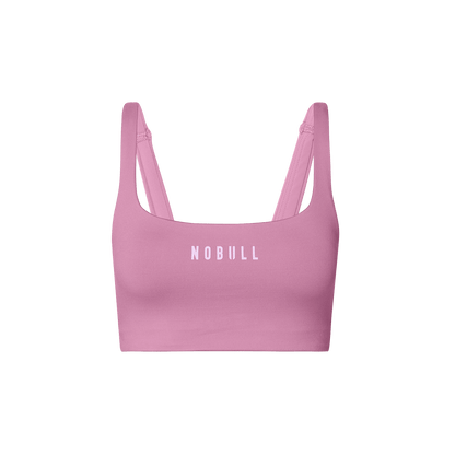 NOBULL Soft Pink Matte Square Neck Bra Front Silhouette Angle.
