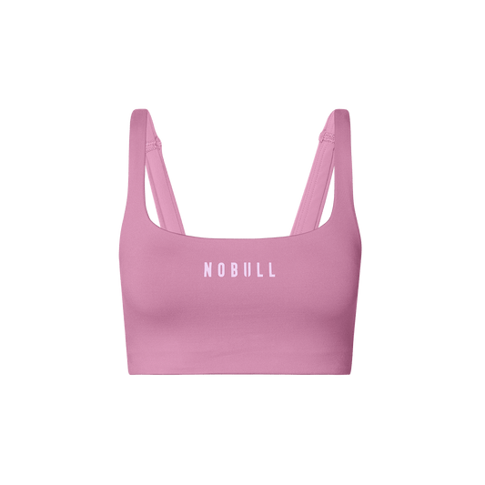 NOBULL Soft Pink Matte Square Neck Bra Front Silhouette Angle.