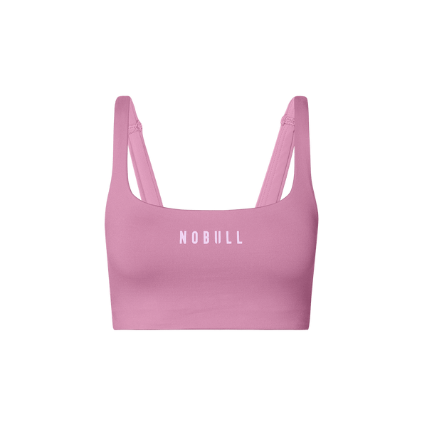 NOBULL Soft Pink Matte Square Neck Bra Front Silhouette Angle.