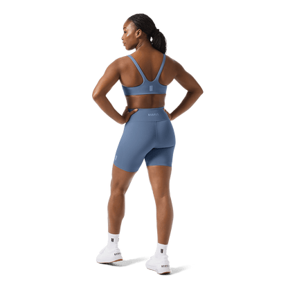 NOBULL Dusty Blue Matte Square Neck Bra Back Full Body Angle.