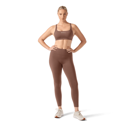 Women's Acorn NOBULL Matte Square Neck Bra Front Full Body Angle.
