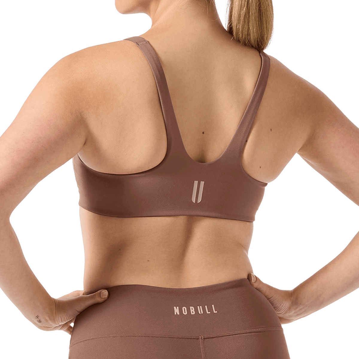 Women's Acorn NOBULL Matte Square Neck Bra Back Detail Angle.