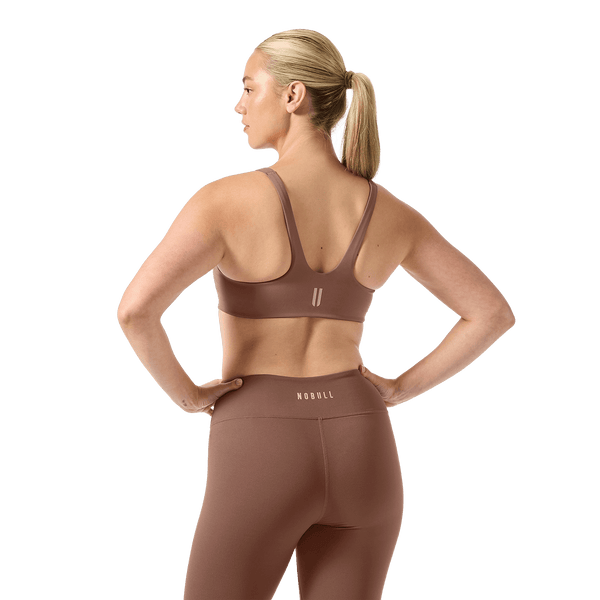 Women's Acorn NOBULL Matte Square Neck Bra Back Waist Up Angle.