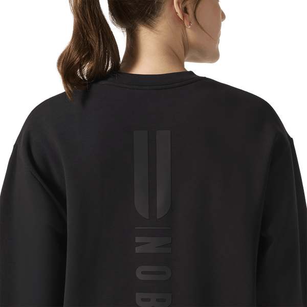 Women's Black NOBULL Elements Crew Sweatshirt Back Detail Angle. 
