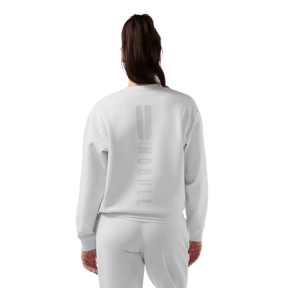 Women's Light Grey NOBULL Elements Crew Back On Body Angle.