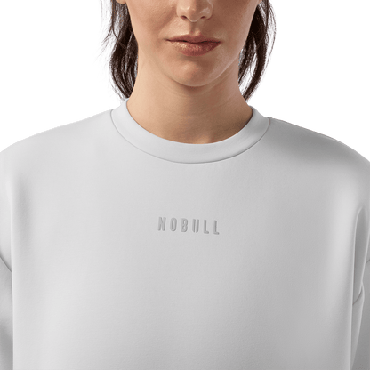 Women's Light Grey NOBULL Elements Crew Detail Angle.