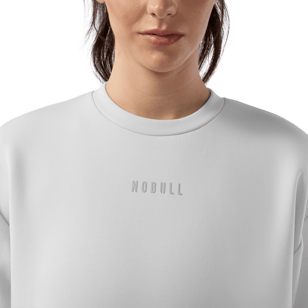 Women's Light Grey NOBULL Elements Crew Detail Angle.