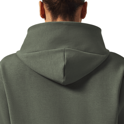 Women's Dark Army NOBULL Elements Hoodie Back Detail On Body Angle.