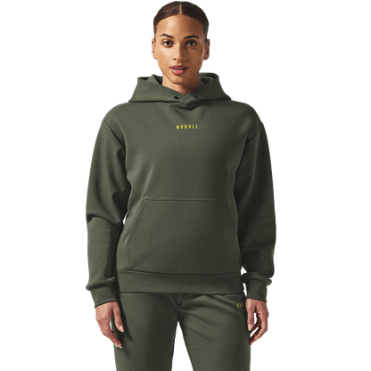 Women's Dark Army NOBULL Elements Hoodie Front on Body Angle.