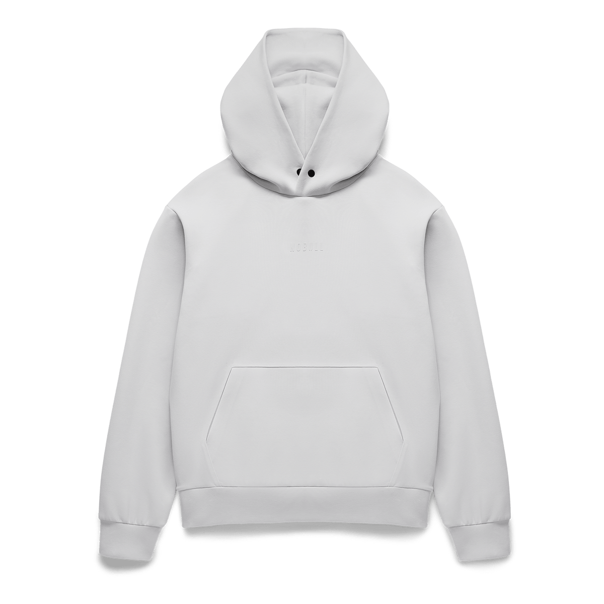 Women's Light Grey NOBULL Elements Hoodie Flat Lay Angle.