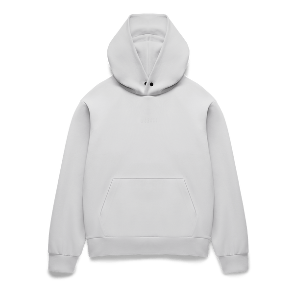 Women's Light Grey NOBULL Elements Hoodie Flat Lay Angle.
