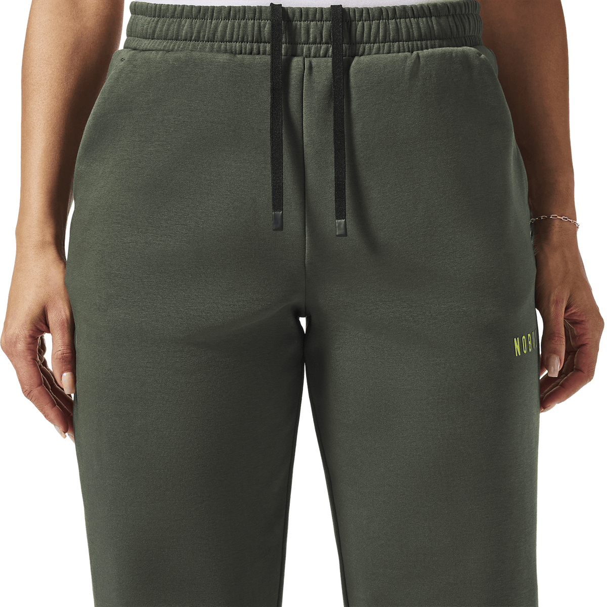Women's Dark Army NOBULL Elements Sweatpants Drawstring Detail Angle.