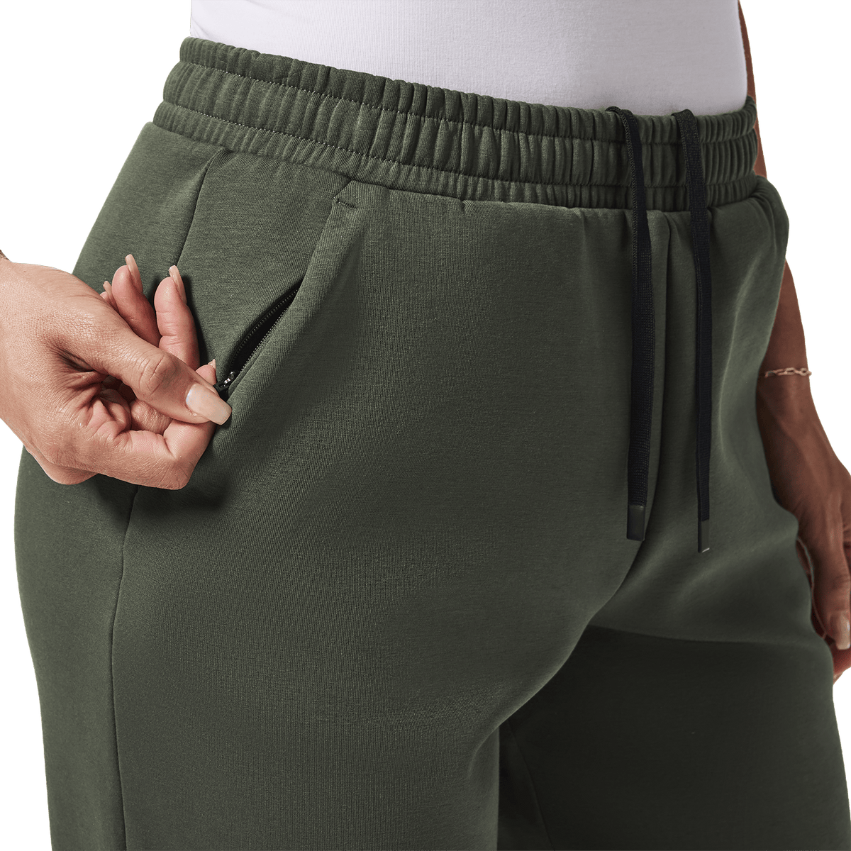 Women's Dark Army NOBULL Elements Sweatpants Secret Pocket Detail Angle.