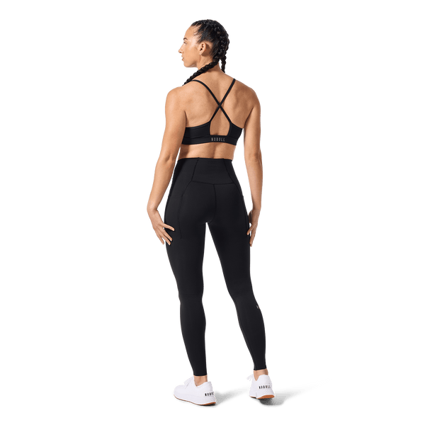 Women's Black High-Rise Drive Pocket Tight 28" Back Full Body Angle.