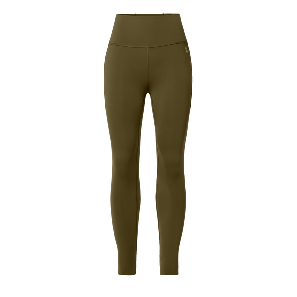 Women's Tactical Green High-Rise Drive Pocket Tight 28" Front Silhouette Angle.