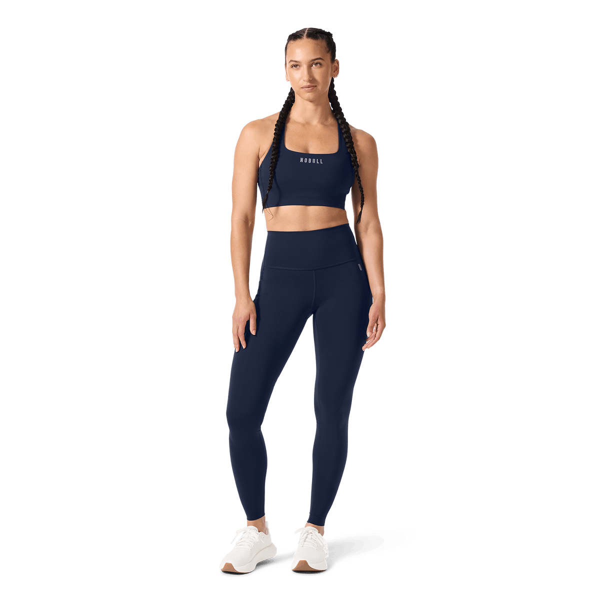 Women's Night Navy High-Rise Drive Pocket Tight 28" Front Full Body Angle.