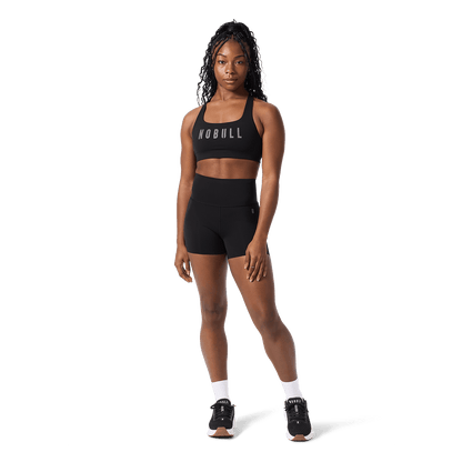 Women's Black High-Rise Drive Short 4" Front Full Body Angle.