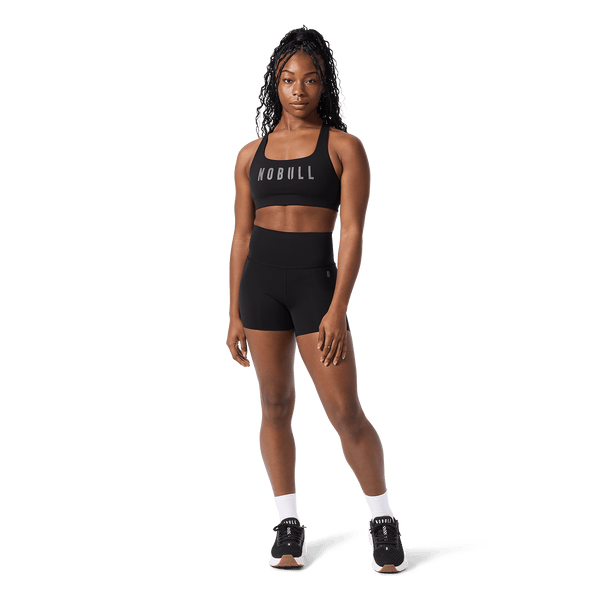 Women's Black High-Rise Drive Short 4" Front Full Body Angle.