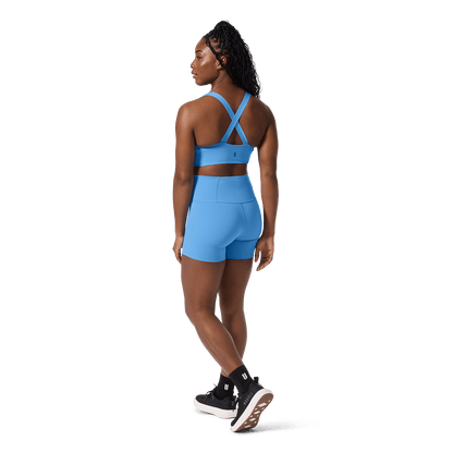 Women's Light Blue High-Rise Drive Short 4" Back Full Body Angle.