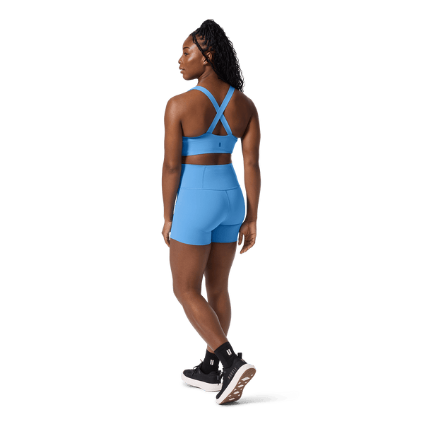 Women's Light Blue High-Rise Drive Short 4" Back Full Body Angle.