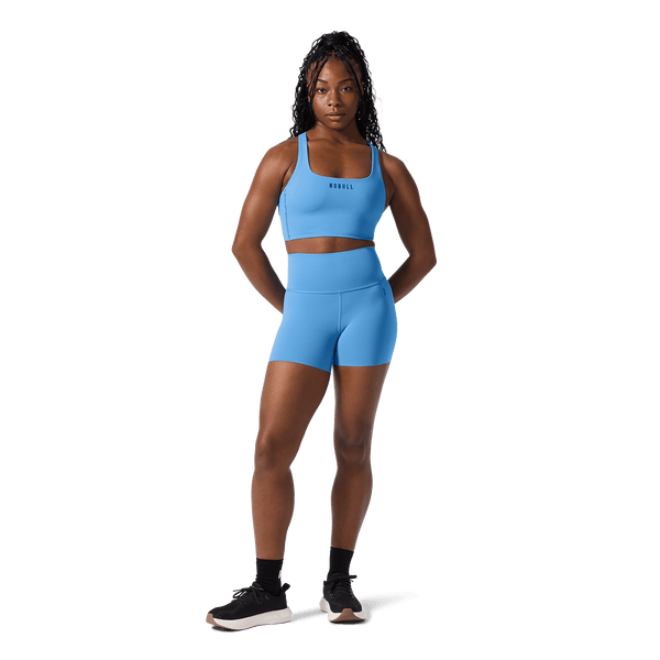 Women's Light Blue High-Rise Drive Short 4" Front Full Body Angle.