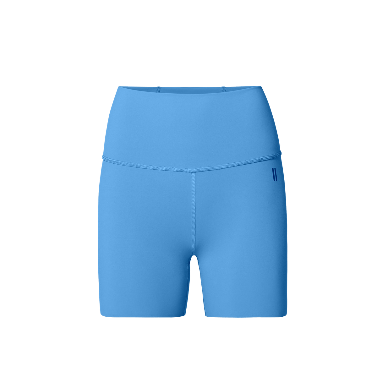 Women's Light Blue High-Rise Drive Short 4" Front Silhouette Angle.