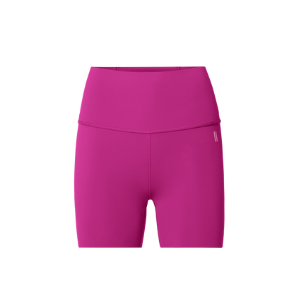 Women's Vivid Fuchsia High-Rise Drive Short 4" Front Silhouette Angle.